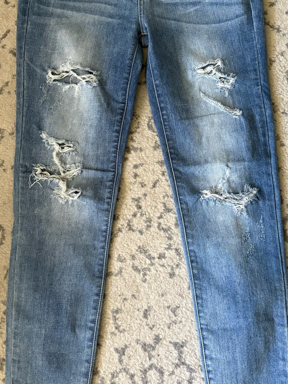 Judy Blue Medium Light Blue Distressed Skinny Jeans